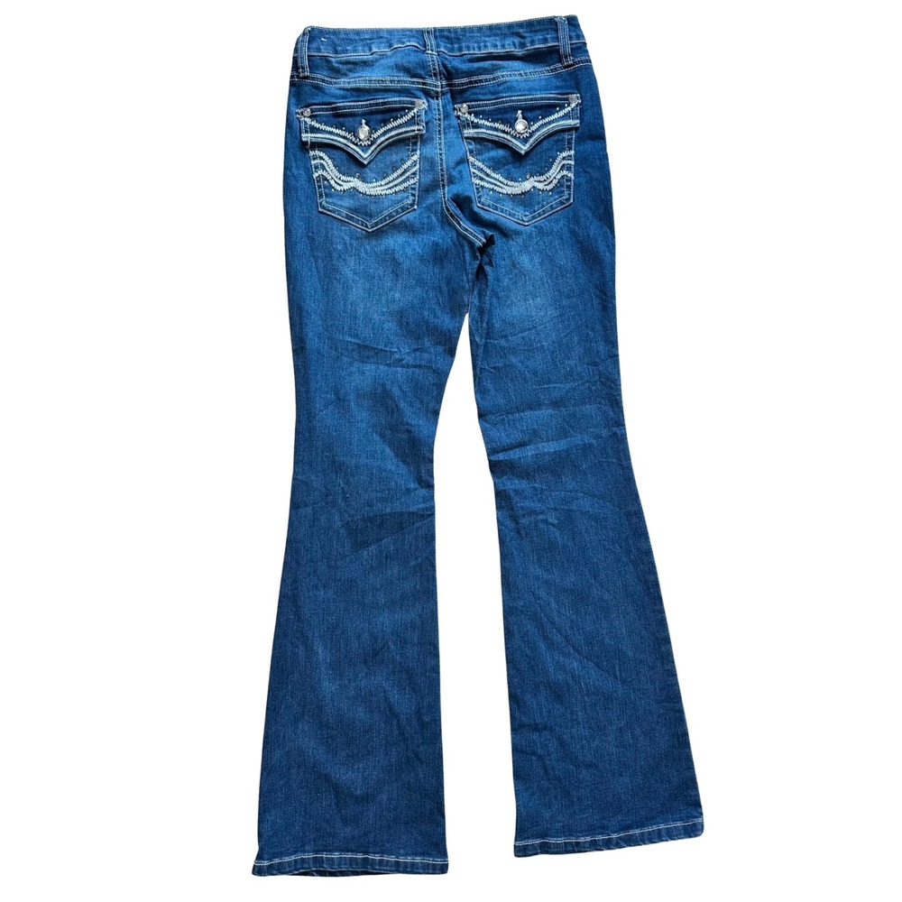 Vanilla Star Y2K Dark Wash Stitch Flare‎ Jeans Women's Western Cowgirl Bootcut